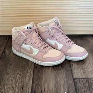 Nike Pink and White Dunk Low Sneakers
